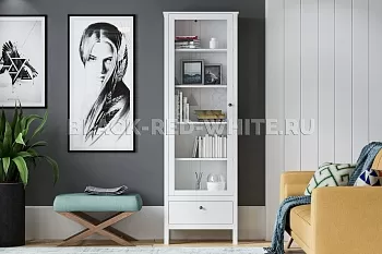 Шкаф-витрина Ева (Хельга) REG1W1S/65 с подсветкой белый фото 2