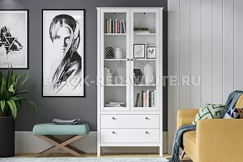 Шкаф-витрина Ева (Хельга) REG2W2S с подсветкой белый фото 2