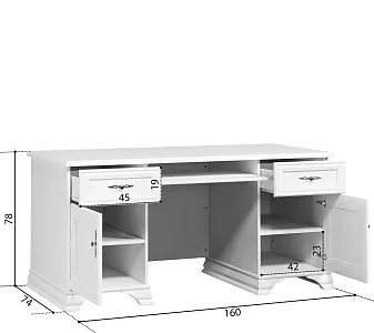 Стол письменный Кентаки BIU2D2S белый фото 5